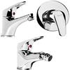 OGOMONDO Tris Rubinetto Miscelatore Lavabo Bagno + Bidet + Miscelatore Doccia ad Incasso M Cromato