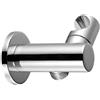 BAGNOCLIC - Supporto Doccia Ottone Pesante con Presa Acqua Integrata | Design Moderno Rotondo | Gancio Girevole Cromato | Montaggio a Muro, Cromo, Ottone