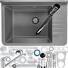 GOSPO Lavello da Lavoro in Polipropilene con Rubinetto e Sifone - 50,4 x 34 x 26,5 cm Grigio - Per Igiene in Officina - Kit Montaggio Incluso superficie liscia anti-sporco