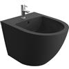 LAVITA Bidet universale da parete, WC con foro per rubinetto e protezione troppopieno in ceramica, 35,5 x 51 x 34 cm, lavabo da montaggio a parete, Sinto Black, montaggio a parete