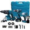 A.M.C. Kit Professionale Fai da Te 5 in 1 con Trapano Avvitatore a Batteria, Trapano a Percussione a Batteria Smerigliatrice Angolare, Trapano a Martello e ad Impulsi Svita Bulloni Luce Led 88v