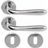 DACAN PROTECTION Maniglie Porte Interne in Alluminio con Rosetta 45 mm, Set Completo con Accessori per Porte Legno Bagno Camera Ufficio, Facile da Installare (Cromo Satinato)