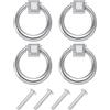 QUARKZMAN 4 Set Moderno Cassetto Tirare Maniglie Goccia Anello Pomelli Comò Maniglie con Viti Lega Zinco per Comò Cassetto Mobili Armadio Tono Argento