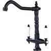 EGTink Rubinetto cucina nero antico, rubinetto per lavabo alto retrò, miscelatore a due maniglie per lavandino bagno, miscelatore alta pressione per lavello cucina, rubinetto lavello girevole 360° in ottone