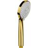 Balneo Soffione doccia - Doccetta risparmio 3 funzioni: Pioggia, Massaggio, Mix - Leggero & ergonomico, Attacco universale 1/2 - Per comfort & stile nella doccia - Oro Specchiato - Cascade Modello 3