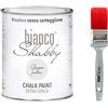 bianco Shabby CHALK PAINT Grigio Pietra & PENNELLO - Pittura Shabby Chic Vintage EXTRA OPACA (1 Litro) + 1 Pennello Professionale (40 mm)
