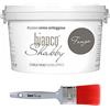 bianco Shabby CHALK PAINT Fango & PENNELLO - Pittura Shabby Chic Vintage EXTRA OPACA (2,5 Litri) + Pennello Professionale (50 mm)