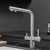 XJTNLB Rubinetto Lavello Cucina 3 Vie con Doccetta Estraibile Spazzolato Rubinetto Depuratore Acqua con Doppia Leva Miscelatore 3 Vie Cucina