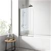 EMKE Vetro per vasca da bagno 70 x 140 cm, 1 tapparella girevole, parete vasca da bagno in vetro di sicurezza da 6 mm, oscillazione di 180°,Telaio cromato,rivestimento nano facile da pulire
