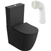 LAVITA WC monoblocco con cassetta di scarico integrata NAUTILIUS BLACK Coperchio WC con chiusura ammortizzata WC in ceramica senza brida Vaso WC Vaso WC verticale + raccordo WC