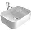 EMKE Lavabo da appoggio 505 x 380 x 150 mm, Lavabo rettangolare in ceramica per bagno, bianco brillante, lavabo di alta qualità per bagno, facile da pulire e installare