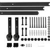 HUOLE 300cm Binario per Porta Scorrevole Kit Acciaio Inossidabile Guida scorrevole in acciaio inox per porte singole in legno, Set di pulegge per appendiabiti per porta del fienile