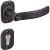 Gedotec Maniglia per porta in ferro battuto - 1 set maniglia per porta nera antica per porta su rosetta - SEEFELD | PZ - cilindro profilo | ghisa nera rustica | incl. materiale di fissaggio
