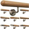 TIBU Corrimano in legno di quercia, 0,3 m - 6 m, lunghezza 140 cm, estremità emisfero fresato e 3 supporti angolati