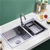 WINZING Lavello da incasso in acciaio inox, doppio lavello in acciaio inox, 78 x 43 x 21 cm