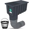 Millto Pozzetto Di Scarico Per Grondaia 110/125 mm Raccoglitore Pluviale Da Giardino Apribile Innesto Tubo Pluviale Pozzetto Di Ispezione Con Griglia Tubo Flessibile 340‑400 Grafite