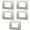 Electron 5 Placche, 3 moduli/posti, Compatibile Con Vimar Arke', argento silver, Placca rettangolari squadrate, Plastica di alta qualità, 100% compatibile con supporti e moduli originali