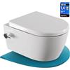 SSWW WC Taharet senza brida con rubinetteria, sedile Softclose removibile e rivestimento doccino/WC, toilette con doccino intimo con funzione bidet, Shattaf