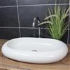 Arnusa Lavabo ovale da appoggio 62 x 40 x 10 cm, allungato, arrotondato, in ceramica, bianco, moderno, grande