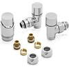 Inbagno Set valvole scaldasalviette in acciaio cromato con raccordi per multistrato 16x2 mm, COMPLETA di testa termostatica con sensore a liquido