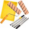 Rosfix Set Rullo Verniciatura Estensibile - 2 Ricambi 25cm, Manico, Asta 0,6-1,05m, Vaschetta 33x32cm | Per Pareti e Soffitti | Accessorio per Pittura Interni