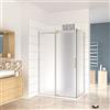 GENERIC 195 cm Box Doccia Angolare Porta Scorrevole 120 cm Ingresso Destro con Parete Fissa 80 cm in Vetro da 8 mm Temperato Satinato Cromo Lucido
