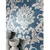 Newroom Design NEWROOM carta da parati Azzurre Ornamenti Tessuto non Tessuto - Vintage Turchese Argento Metallico Lucentezza Glamour