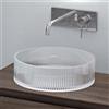 doporro Lavabo da Appoggio in Vetro Temperato Lavandino Bagno Rotondo 40 x 40 x 12 cm Trasparente Lavello Design Artistico con Texture per WC Ospiti Minerva01