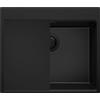 PRIMAGRAN Lavello da Cucina Tutto Nero 58x50cm, Lavandino in Granito a 1 vasca + Set di accessori, Lavabo da Cucina Incasso al Mobile 60cm - Oslo Top S437