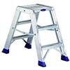 Svelt Sgabello Doppio Professionale in Alluminio 3 Gradini Antiscivolo | Piattaforma Maggiorata 35x40 cm | Portata 150 kg | Certificato UNI EN 14183 | Altezza Lavoro 260 cm