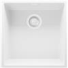 PRIMAGRAN Lavello da Cucina Tutto Bianco 46x47cm, Lavandino in Granito a 1 vasca + Sifone Classico, Lavabo da Cucina Incasso al Mobile 50cm - London Slim S214