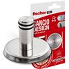 Fischer Gancio Design NTJH Resistente fino a 3 Kg, Gancio Adesivo in Acciaio Inox con Anelli Antiscivolo Ideale per Asciugamani, Strofinacci, Abiti, per Cucina e Bagno, 552164