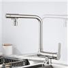 ZPSPZ Rubinetto Cucina Pieghevole Sottofinestra Miscelatore Cucina 3 Vie Ottone Girevole a 360° Acqua Calda e Fredda Acqua Pura Rubinetto Cucina per Depuratore-Spazzolato-B