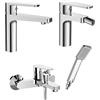Inbagno Set miscelatori rubinetteria bagno lavabo bidet e vasca da bagno, in ottone cromato, Recta