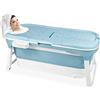Froadp Vasche da Bagno Pieghevoli per Adulti Vasche Mobili per Bambini con Coperchio Ripiano e Corrimano Indipendenti Vasche da Doccia Portatili Bathtub per il Bagno e l'esterno (128x60x53cm)
