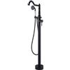 XDSMB Miscelatore da Terra Vasca da Bagno Nero Rubinetto Doccia Retro Rubinetteria per Vasca Freestanding 2 Uscite Acqua,nero