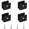 UFURMATE Morsetto in vetro, 4 staffe per mensole in vetro quadrate regolabili in lega di alluminio clip a morsetto in vetro nero supporto di montaggio per ripiani in vetro spesso 6-8 mm