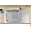 Omeere Lavello in acciaio inossidabile 304 18/8 0,8 mm, Lavello da incasso 1 vasca 86 x 50 x 18 cm, Lavello da cucina, piccolo, rettangolare (Scolapiatti a destra)
