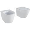 Parama Sanitari in ceramica sospesi bianco opaco vaso rimless bidet sedile soft-close chiusura rallentata mod. Vienna