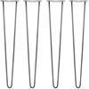 SKISKI LEGS - Set di 4 Gambe per Mobili Gamba per Tavolo In Acciaio Gambe a Forcina Include Viti e Piedini Protezione Gratuiti (31-71cm) - 71cm - 2 Rebbi - 10mm - Acciaio Grezzo