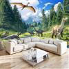 Generic Carta da Parati Camera Letto Junglea di Dinosauri Animali 250x175cm Fotomurali Moda Decorazione da Muro Poster Carta da Parati Murale 3D per Soggiorno Ufficio Cameretta Bambini, Verde