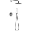 MICE COLLECTION IMEX - Set doccia termostatica da incasso a parete Kit Termostatico Doccia Incasso 2 vie - Rubinetteria bagno SERIE LINE Nichel Spazzolato - GTD038/NQ