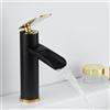XJTNLB Miscelatore Lavabo a Cascata Rubinetto Lavabo Nero+Oro Set Rubinetti Bagno a Cascata Miscelatore Monocomando per Bagno in Ottone