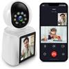 Generico Telecamera WiFi Interno con 2,8" Schermo, 2K 3MP Videocamera Sorveglianza Interno, 360°Telecamera Wi-Fi Casa per Anziani/Bambini/Animali, Video Bidirezionale, Rilevamento Movimento AI