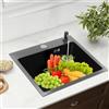 Balider MBUYI - Lavello da cucina in acciaio inox, 41 x 30,5 cm, colore nero, 1 vasca singola, lavello da incasso, lavello da cucina, con tutti gli accessori per il montaggio
