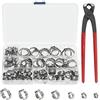 GINVF Collare di serraggio, kit assortimento di fascette stringitubo regolabili, con pinze per fascette Kit fascette per anelli per tubi in acciaio inossidabile -80 pezzi