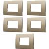 Electron CONFEZIONE DA 5 PLACCHE IN TECNOPOLIMERO, COMPATIBILE CON VIMAR ARKE', 3 MODULI/POSTI, COLORE BRONZO, RETTAGOLARI, SQUADRATE, ALTA QUALITA', DESIGN ELEGANTE E MODERNO, PER INTERRUTTORI/PRESE