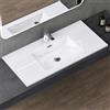 doporro Lavabo Integrale a Incasso Soprapiano 100x48x14 cm Rettangolare in Marmoresina Bianco Lucido, Lavabo Bagno da Appoggio con Foro Rubinetto e Troppopieno Colossum02
