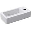 doporro Lavabo Piccolo da Parete in Ceramica Bianco Lucido 37,5x18x8,8 cm, Lavandino Rettangolare Sospeso Monoforo Compatto per Bagno o WC - Brüssel3053L
