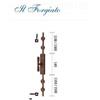 effedielle Cremonese forgiata finitura color ruggine LINEA IL FORGIATO MADE IN ITALY, ad aste esterne complete di n°2 aste 1100 mm, n°4 cavallotti, n°2 riscontri a rullo regolabili FM032.MPE